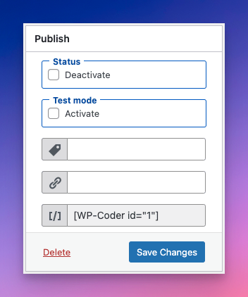WP Coder Publish options