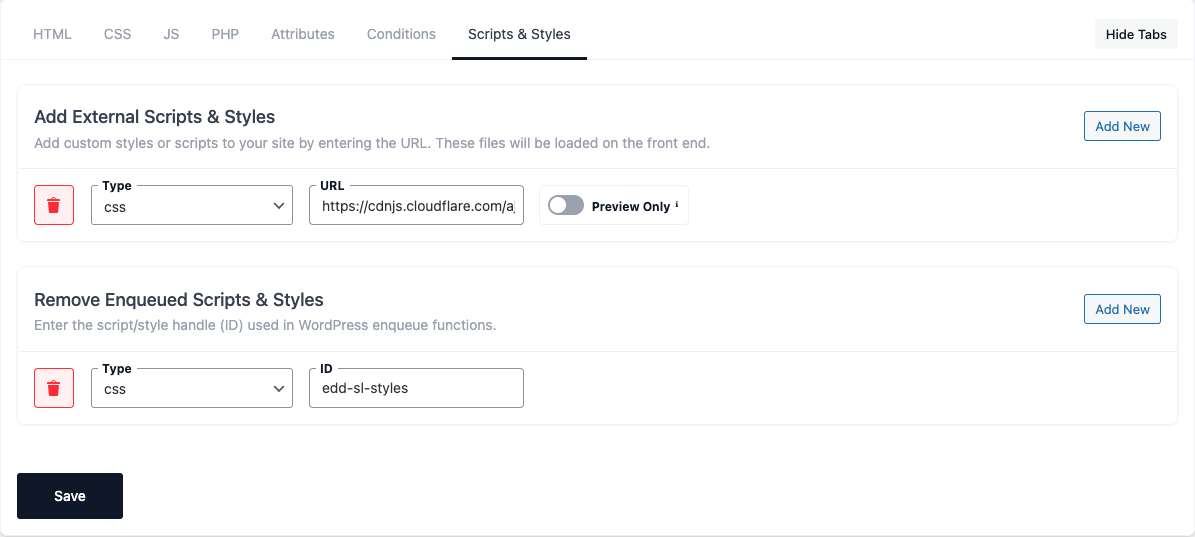 Include Assets screenshot